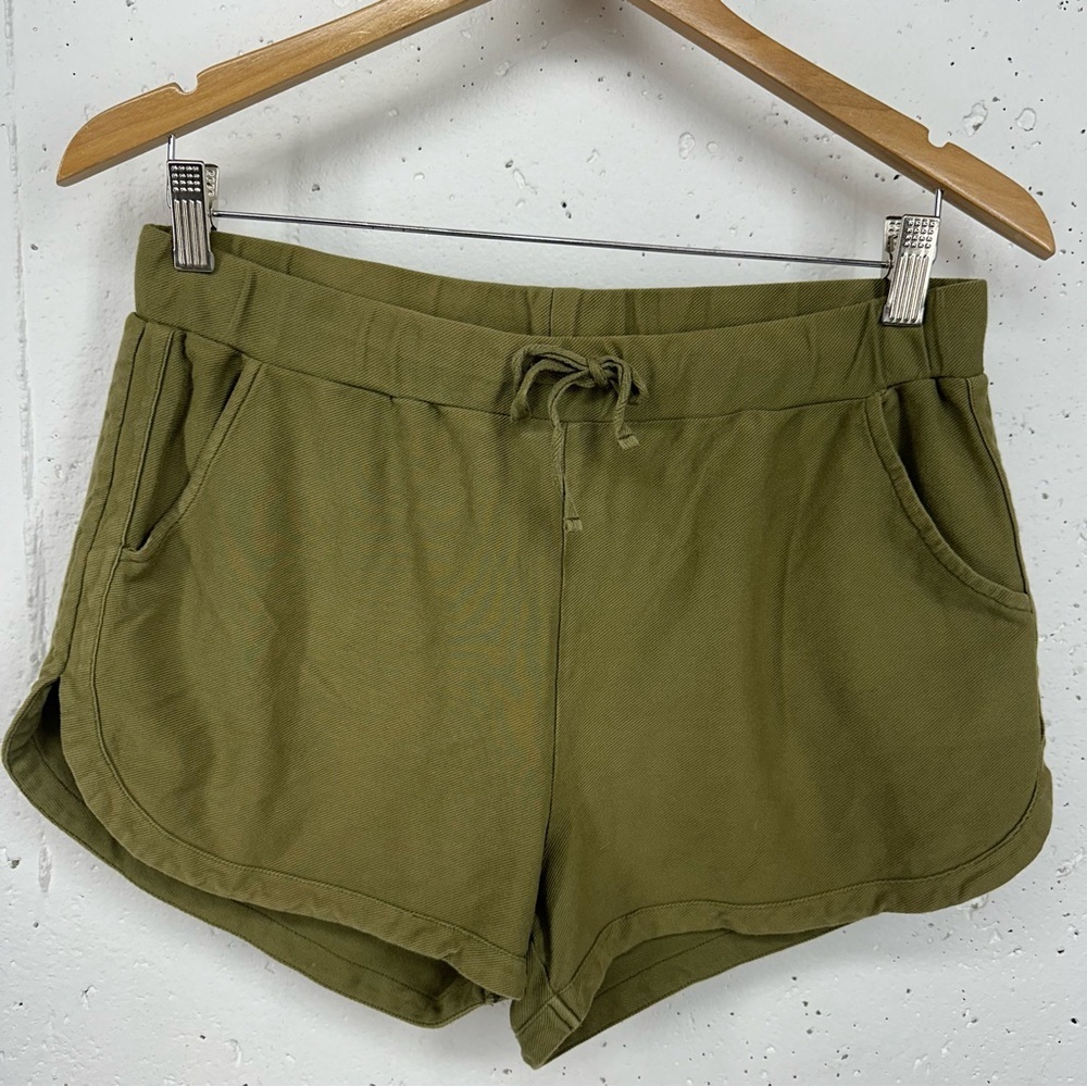 Bobi Los Angeles Size Medium Olive Green Knit Twill Shorts - Picture 2 of 12
